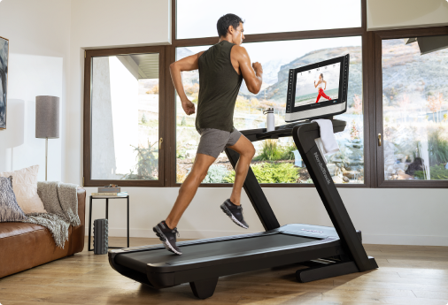 Trainer running on a treadmill