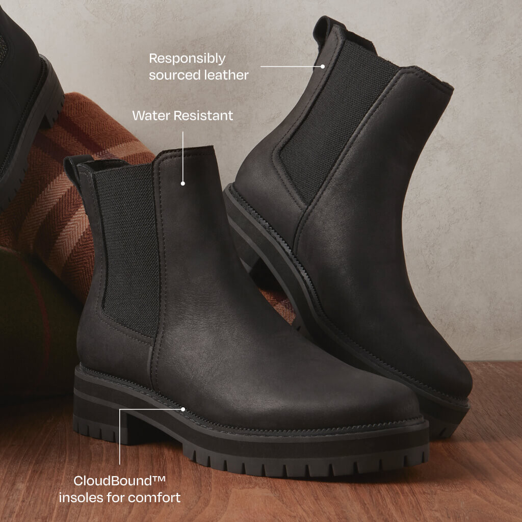 Bennet All Black Water Resistant Leather Boot | TOMS